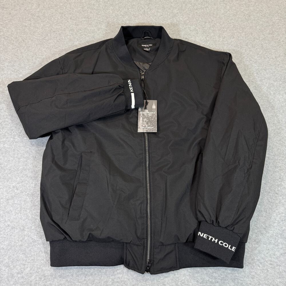 Kenneth Cole New York Men's Black Bomber Jacket Full Zip Insulated L NWT